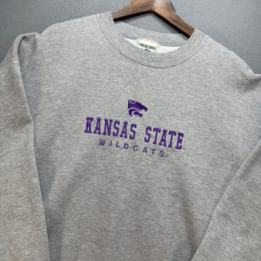 VTG Kansas State Wildcats Crewneck Sweatshirt Mens XL Gray Cotton Blend NCAA